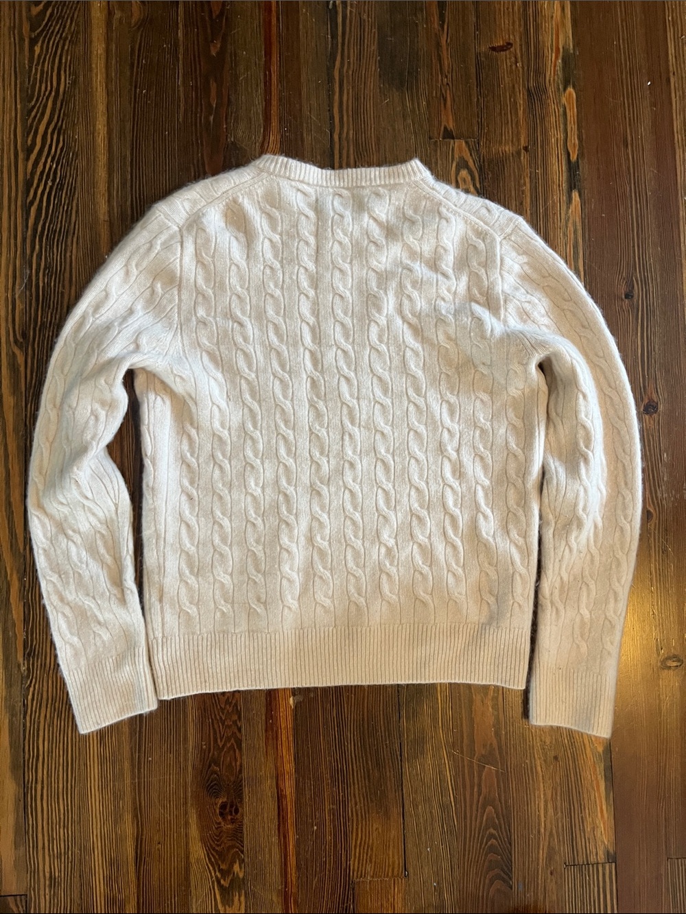 J. Crew Women's Cashmere Cable Crewneck Sweater in Light Cream - Picture 3 of 3